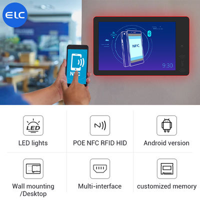 RK3568 Montage murale Signalisation numérique Android 12 Écran tactile Intérieur POE NFC Lumière LED pour réunion