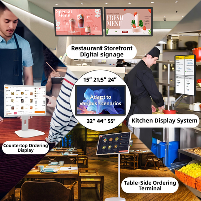 2025 Nouveau 21 24 32 pouces Monture murale/braquette Tablette Android Affichage et affichage numérique Caisse enregistreuse Pos Laptops Kiosques de vente