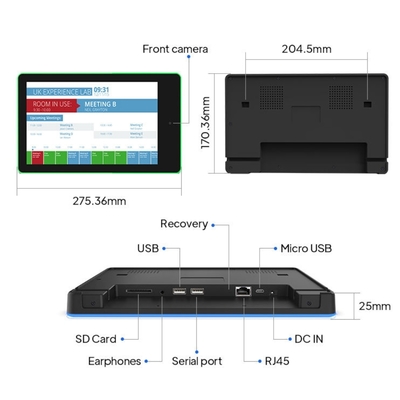 Tablette de réunion Android 10,1 pouces avec barre lumineuse LED, montage mural