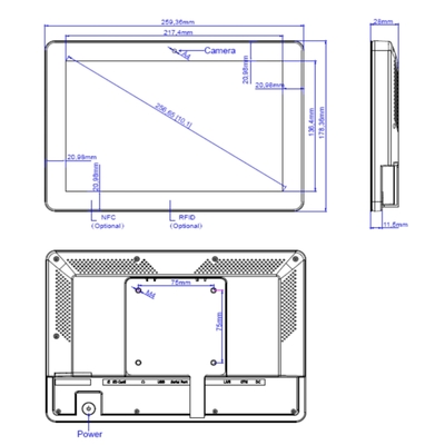 Tablette d'affichage numérique tactile Android 11 pour salle de réunion avec NFC et barre lumineuse LED