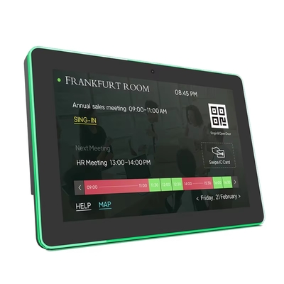 Tablette d'affichage numérique tactile Android 11 pour salle de réunion avec NFC et barre lumineuse LED