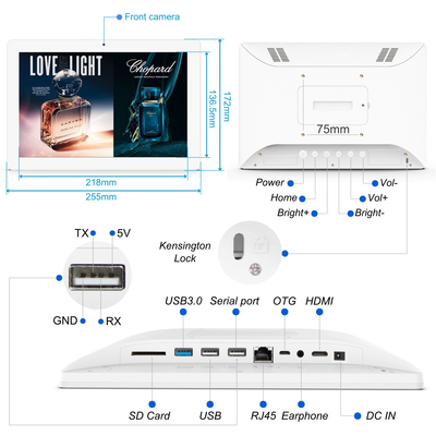 10.1 pouces Tablette murale affichage numérique FCC, CE, ROHS, Qualité garantie Plus de détails Personnalisable