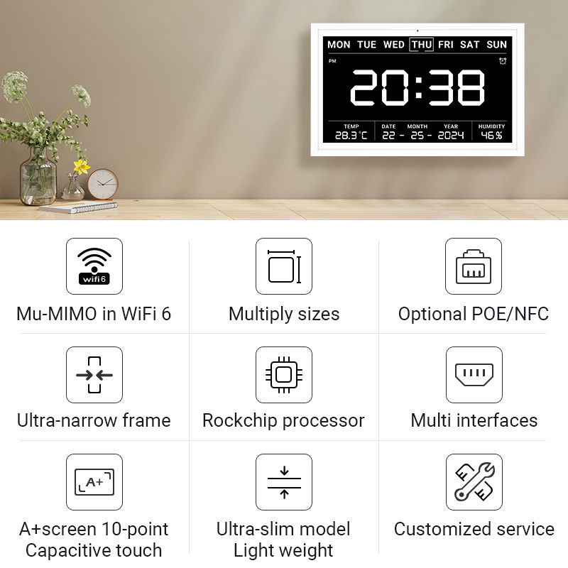Tablette à écran tactile ultra-mince Smart Home Timing Tablet WiFi 6 avec Mu-MIMO pour affichage du calendrier