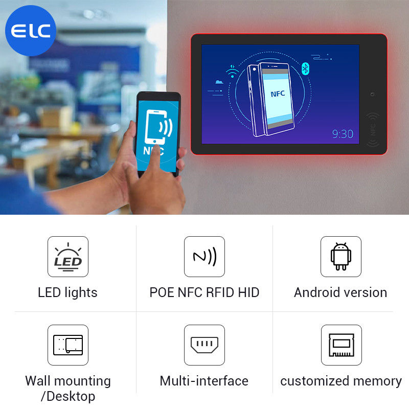 RK3568 Montage murale Signalisation numérique Android 12 Écran tactile Intérieur POE NFC Lumière LED pour réunion