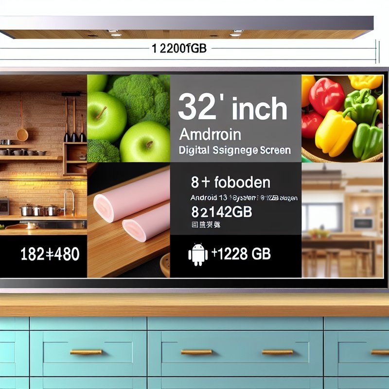 Écran d'affichage numérique 24 32 pouces 8+128 Go Android 13 1920*1080, écran d'affichage pour cuisine, système d'affichage pour cuisine
