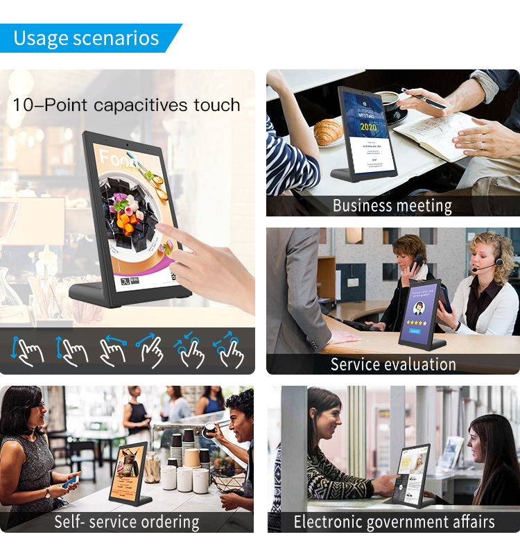 Écran tactile Android en forme de L 10,1 pouces RK3568 Quad core cortex A55 Affichage numérique vertical pour écran de menu de restaurants