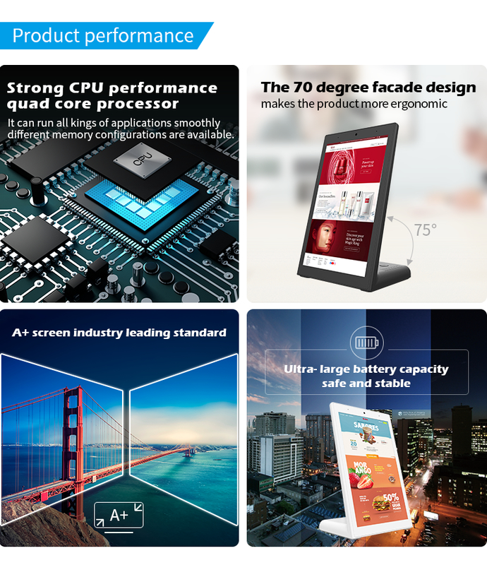 Écran tactile Android en forme de L 10,1 pouces RK3568 Quad core cortex A55 Affichage numérique vertical pour écran de menu de restaurants