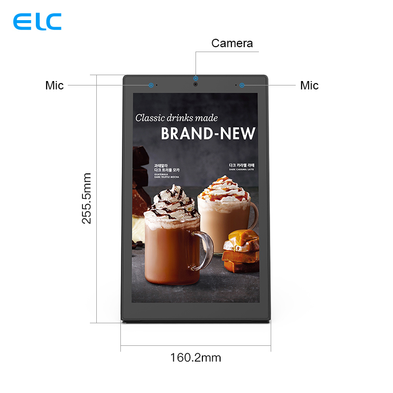 Tablette Android tactile 10 pouces en forme de L, écran d'affichage de menu, POE RJ45 NFC Caméra