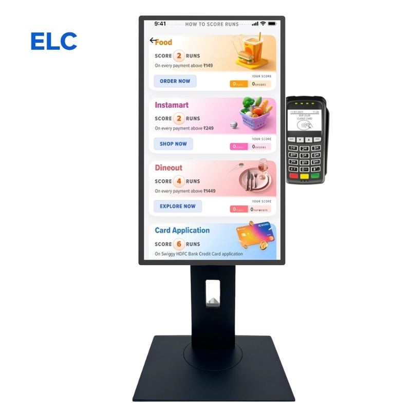 Écran de comptoir de menu LED Système de commande de restaurant Caisse enregistreuse Machine de point de vente Caissier Machine de facturation Écran interactif