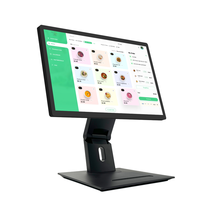 Écran tactile de signalisation numérique Android 11 de 21,5 pouces avec RK3568 2+16 Go USB RJ45 WiFi Kds Pos Kitchen Display Écran Kds avec socle