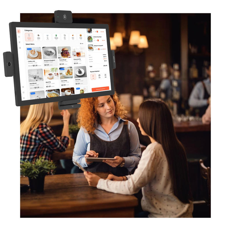 Tablette Android à écran tactile 21,5" RK3576 pour point de vente de restaurant, borne de commande en attente, machine de commande en libre-service