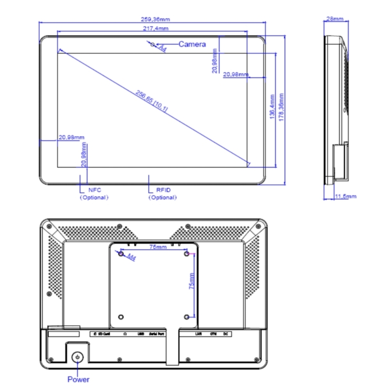 Tablette d'affichage numérique tactile Android 11 pour salle de réunion avec NFC et barre lumineuse LED