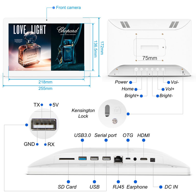 10.1 pouces Tablette murale affichage numérique FCC, CE, ROHS, Qualité garantie Plus de détails Personnalisable