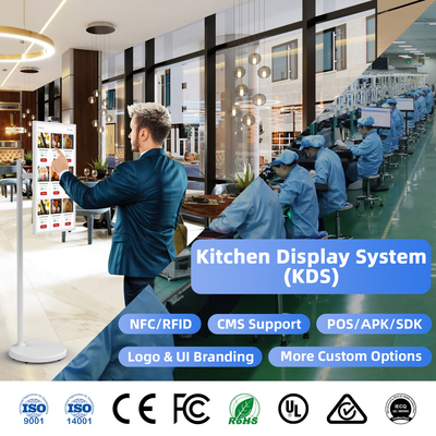 Personnalisation OEM/ODM RK3588S2/RK3588 Android 13 Écrans d'affichage numérique sur pied de 24 pouces Système d'affichage de cuisine Restaurant