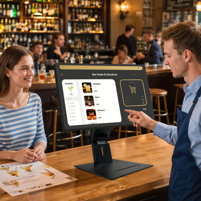 WF2138T Écran LCD tactile interactif 21,5 pouces 1920*1080 16:9 250cd WIFI RJ45 Poe KDS Écran de système de point de vente de cuisine avec base
